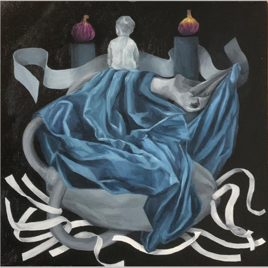 Vũ Duy Hoàng, « Viễn cảnh », 2023, sơn dầu, 29 x 29 cm, Bộ Sưu tập cá nhân, Pháp.